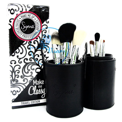Sigma Make Me Classy Travel Brush Kit 7 ชิ้น แปรงชุดสำหรับพกพา คุณภาพอันดับ 1 ขนนิ่ม ใช้ทน ในกระบอกหนังสวยงาม