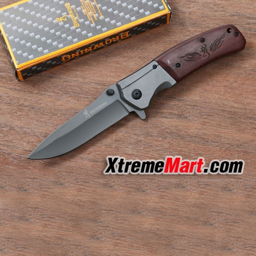 มีดพับ มีดพก Browning รุ่น DA98 Stainless Steel High Carbon สไตล์คลาสสิก ด้ามจับไม้แข็งแรง ขนาดใบมีด 4 นิ้ว Folding Knife