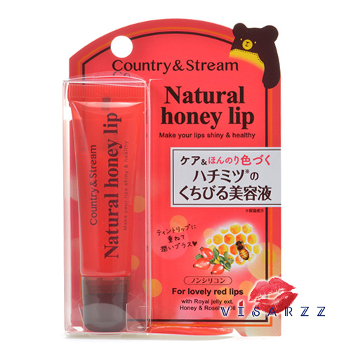 (หลอดแดง) Country & Stream Natural Honey Lip For Lovely Red Lips 10g สีแดงระเรื่อ ลิปหมี ขวัญใจน้องญาญ่า บำรุงริมฝีปากด้วยน้ำผึ้งและนมผึ้ง ให้ริมฝีปากนุ่มชุ่มชื่น