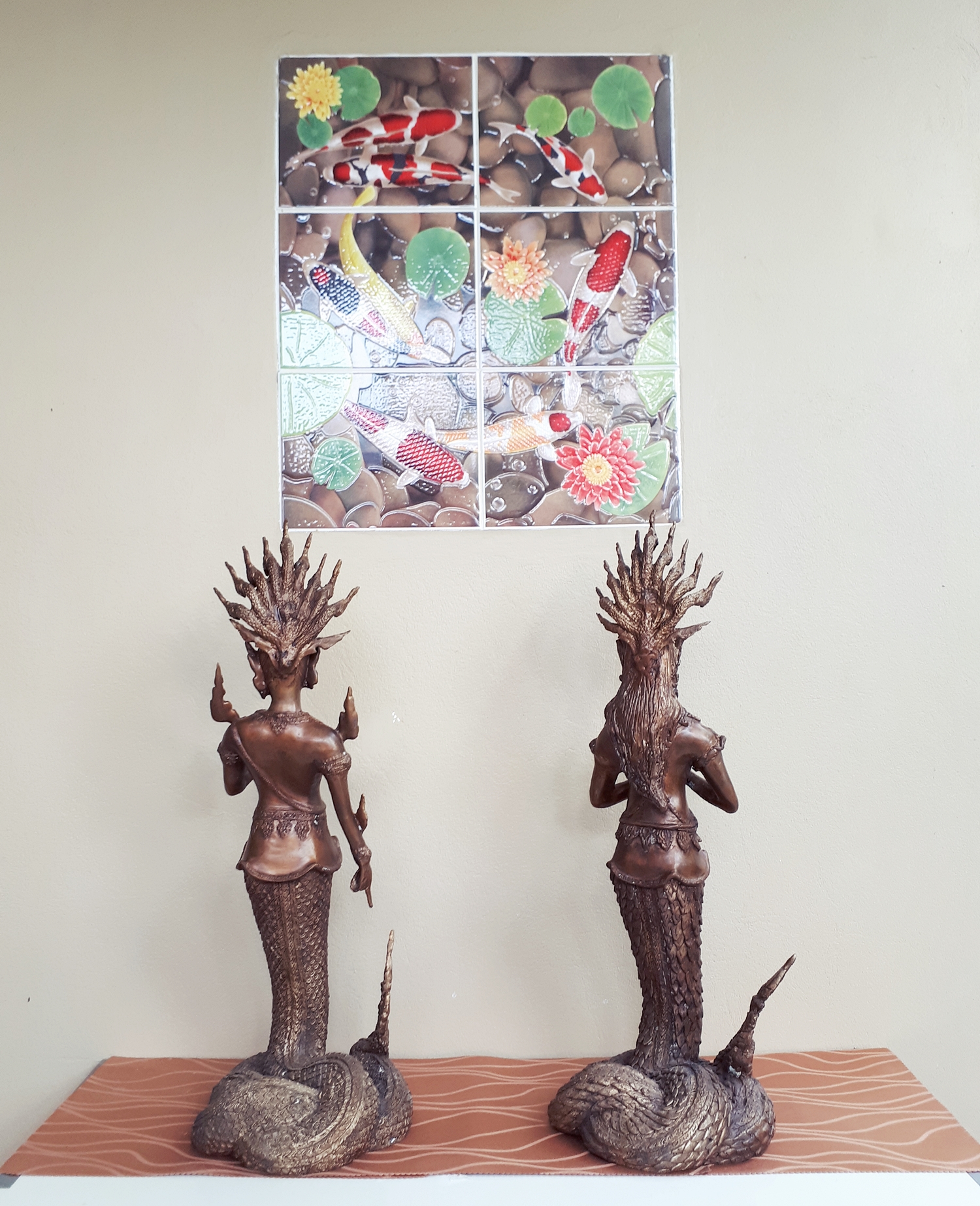 รูปหล่อ พญานาคราช คู่ (ท่านปู่นาคา-ปู่ศรีสุทโธ ท่านยานาคี-ศรีปทุมวัน) พญานาคปรก 9ตน 9หัว โลหะทองเหลืองรมดำ (ขนาดบูชา องค์ขนาดใหญ่ สูง 25นิ้ว) (ขายปลีก ขายส่ง)