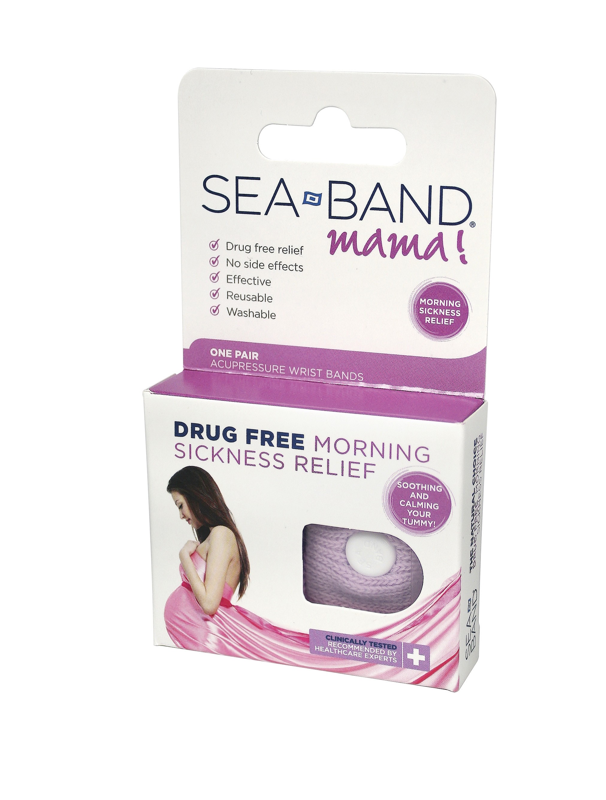 สายรัดข้อมือบรรเทาอาการคลื่นไส้อาเจียนสำหรับคุณแม่ตั้งครรภ์ SEA-BAND Mama! Nausea Relief Comforting Acupressure Bands