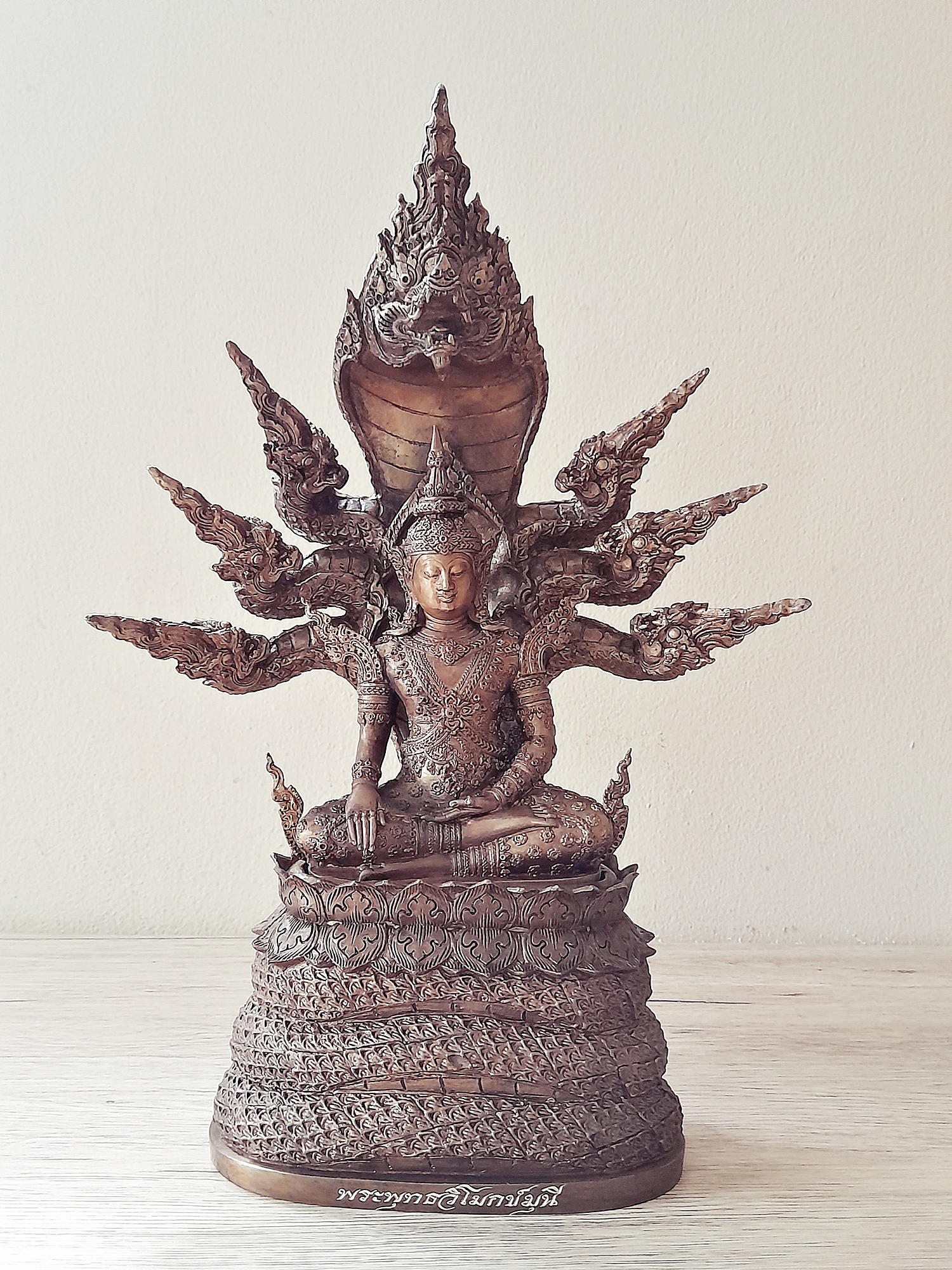 รูปหล่อ พระพุทธรูป สมเด็จองค์ปฐม ทรงเครื่องจักพรรดิ์ ปางพระนาคปรก (พระพุทธวิโมกข์มุนี หน้าตัก 5นิ้ว) ปี2560 #รับประกันแท้ - หลวงพ่อหนุน วัดพุทธโมกข์