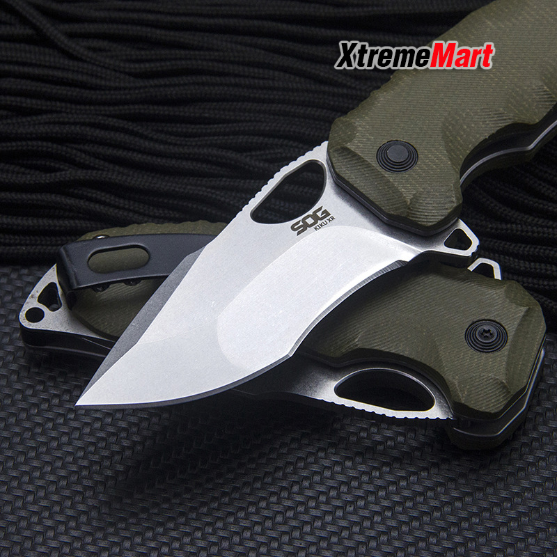 มีดพับ SOG Kiku XR CTS-XHP ด้ามMicarta สีเขียว OD Green จุดหมุนตลับลูกปืน (เล่มละ)