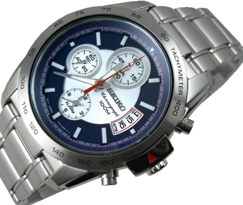 Seiko Watch Chronograph Silver Mens SNAA67P1