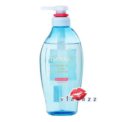 (ขวดฟ้า Shampoo 450mL) Shiseido Tsubaki Premium Cool & Repair Shampoo 450mL ฟื้นบำรุงผมเสียด้วยนวัตกรรมจากซึบากิ ทำความสะอาดสิ่งสกปรกและความมันหมดจด