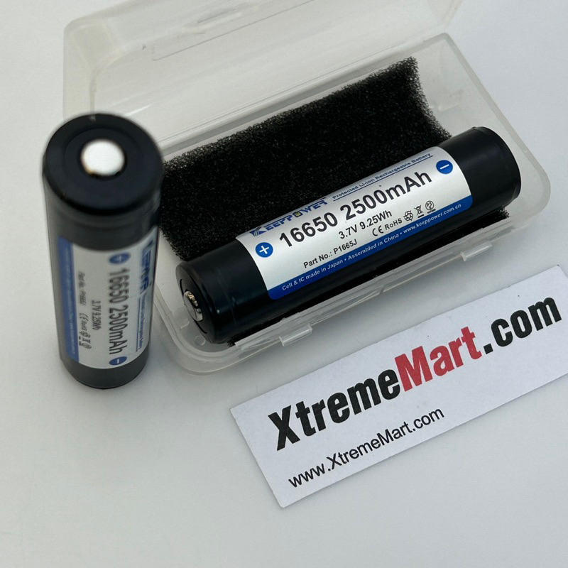 แบตเตอรี่ KeepPower 16650 3.7V 2500mAh มีวงจรป้องกัน Li-ion rechargeable battery P1665C (ราคาต่อก้อน)