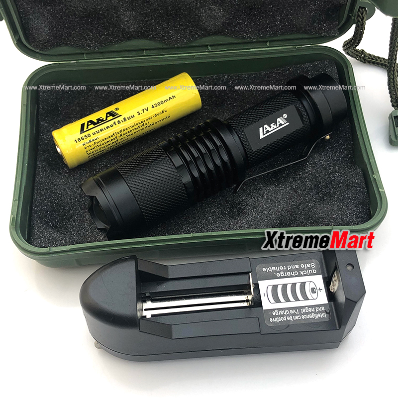 ไฟฉายแรงสูง LA&A รุ่น L2-8404 แสงสีขาว XM-L2 LED Zoom Flashlight (ชุดละ)