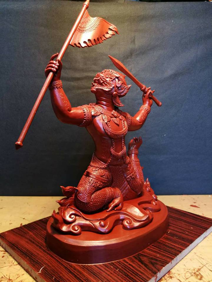 รูปหล่อหนุมานยกพล หลวงพ่อกวย วัดโฆสิตาราม(วัดบ้านแค) ขนาดบูชาใหญ่ เนื้อโลหะ ปี2561