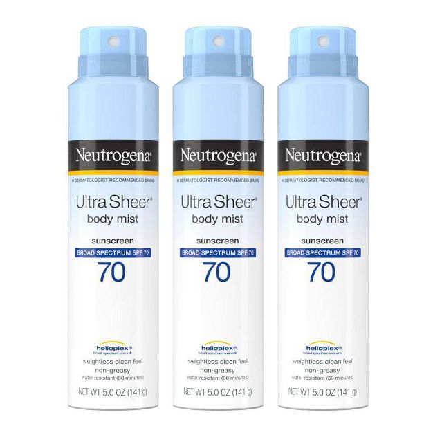 สเปรย์กันแดดสำหรับผิวหน้าและผิวกาย Neutrogena Ultra Sheer Body Mist Sunscreen Spray SPF 70