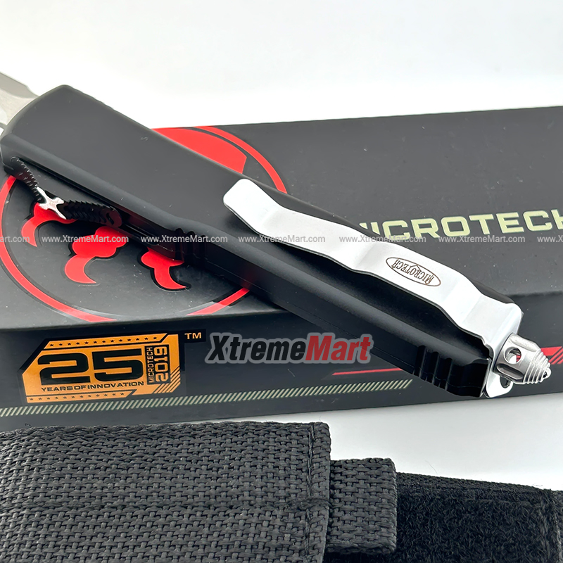 มีดสปริงขนาดกลาง Microtech (New Ultratech) คม2ด้าน ใบเงิน Combat Troodon 00556 D/E Automatic Knife