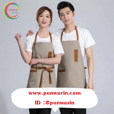 ผ้ากันเปื้อนพนักงานเสิรฟร้านกาแฟ ร้านอาหาร แบบเต็มตัว K6211007 สีภาพ ขนาดเดียว