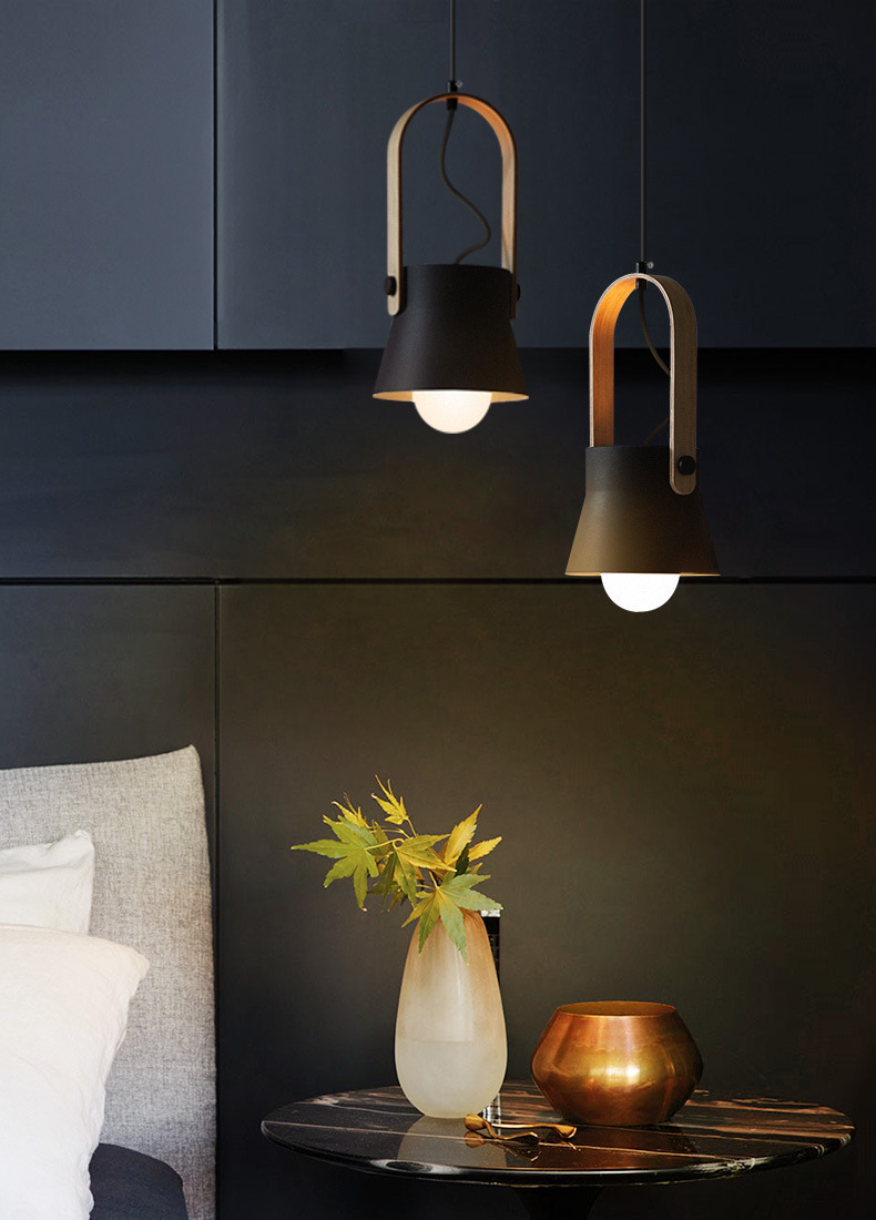 โคมไฟแขวนเพดานหูโคมลายไม้ทรงตัว U สไตล์นอร์ดิก [DY8678]