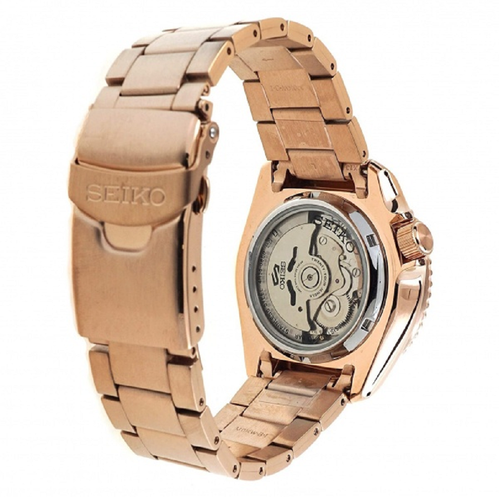 Karnvera Shop นาฬิกาข้อมือผู้ชาย Seiko 5 Sports Gold Automatic Street Boy Men's Watch SRPE72K1