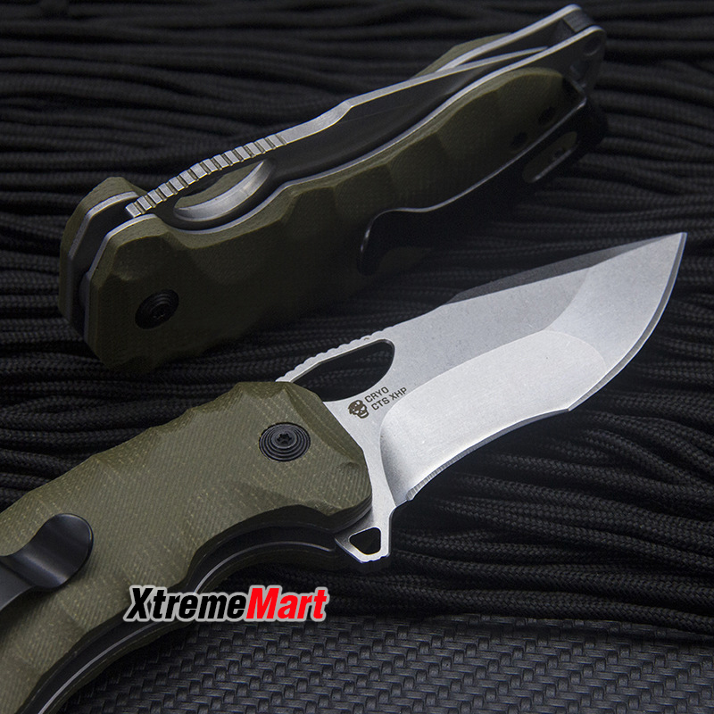 มีดพับ SOG Kiku XR CTS-XHP ด้ามMicarta สีเขียว OD Green จุดหมุนตลับลูกปืน (เล่มละ)