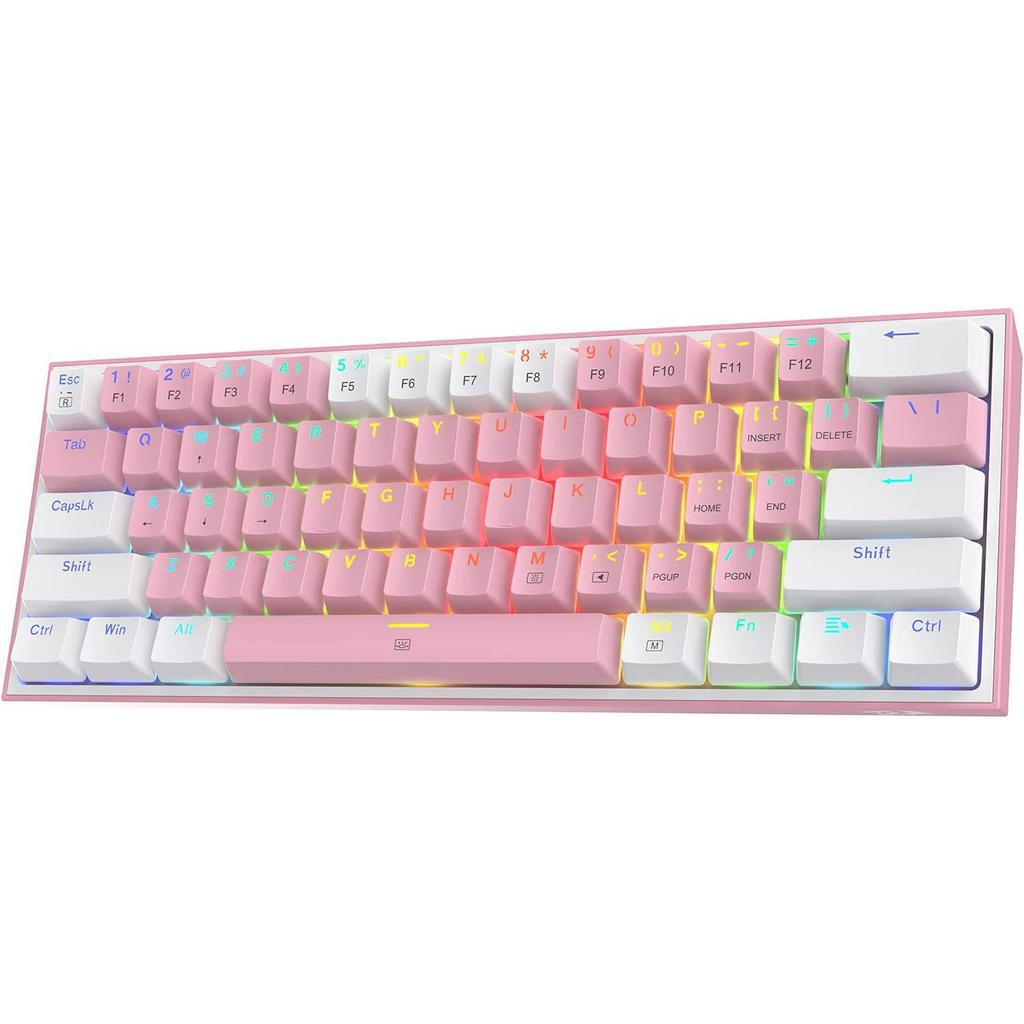 (TH/EN) Redragon K617 Fizz 60% Wired RGB Gaming Keyboard Pink White