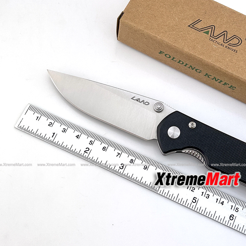 มีดพับ LAND รุ่น 910 Ver.2019 ใบมีดแข็งพิเศษ(12C27 Stainless) จุดหมุนตลับลูกปืน เปิด/ปิดลื่นมาก Folding Knife (ด้ามสีดำ)