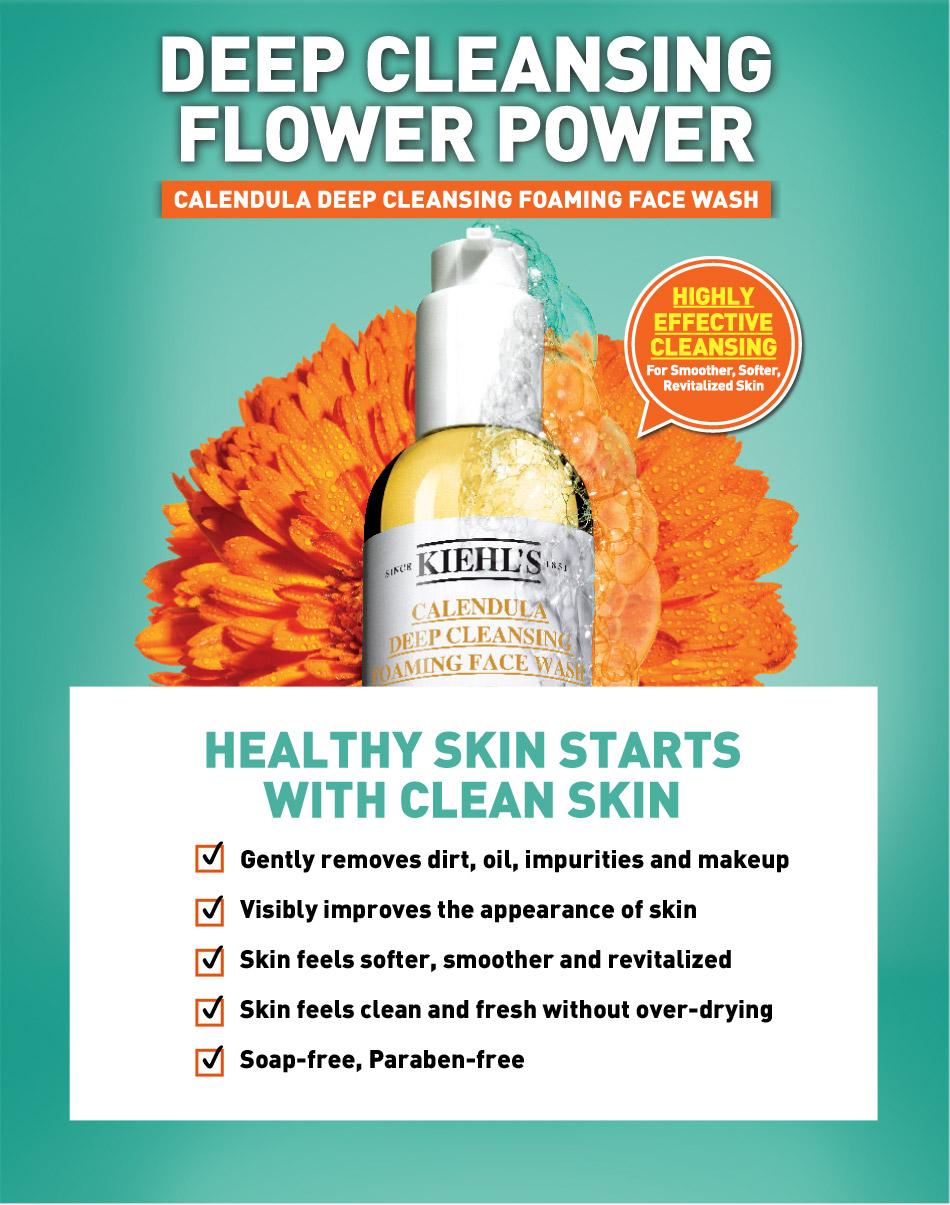 Kiehl's Calendula Deep Cleansing Foaming Face Wash 230mL สารสกัดจากดอกคาเลนดูลาสมุนไพรช่วยปลอบประโลมผิวพร้อมกับการทำความสะอาดอย่างล้ำลึก