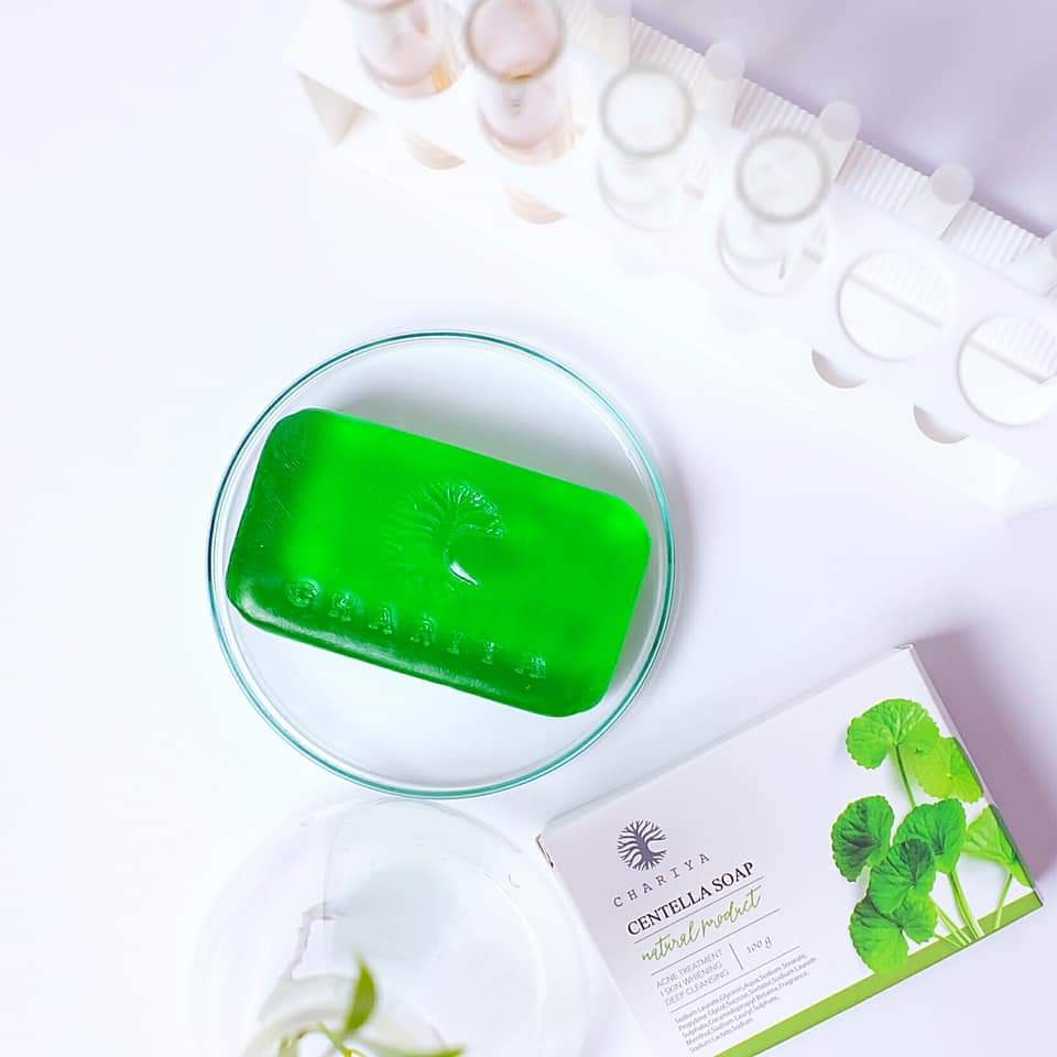 สบู่ใบบัวบก ชาริยา ของแท้ 100% แถม!! ต่าข่ายตีฟอง ฟรีเก็บเงินปลายทาง