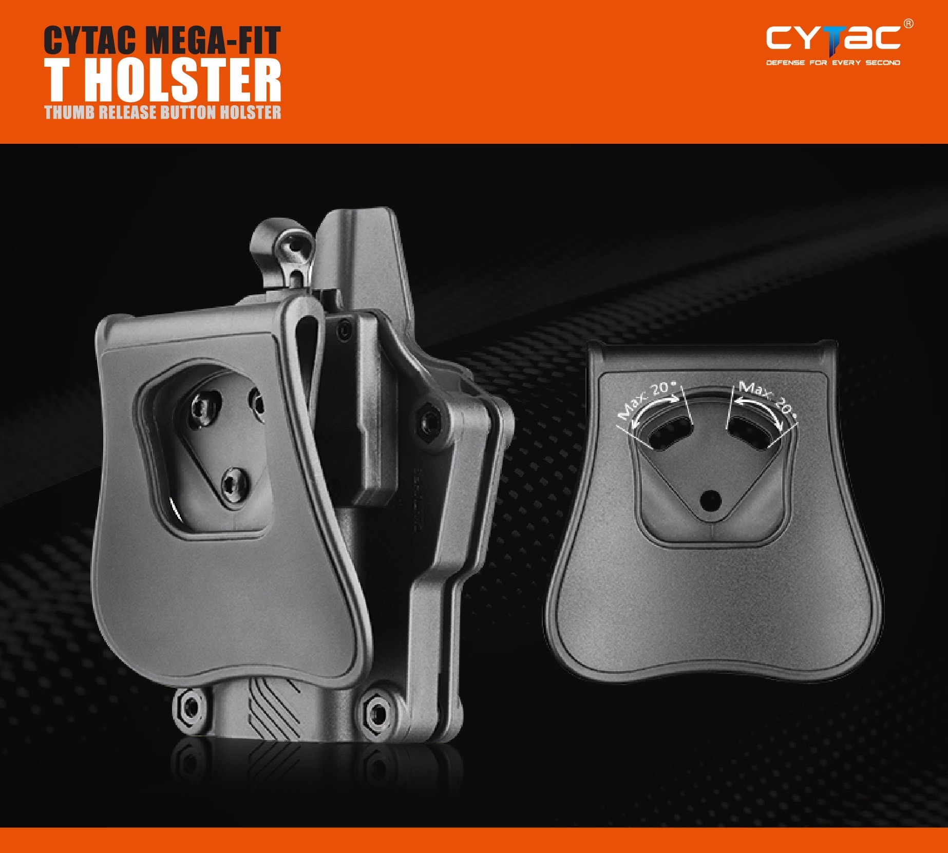 CYTAC thailand ซองพกนอกปลดล็อคนิ้วโป้ง Cytac Mega-Fit T Holster (Thumb release button holster)