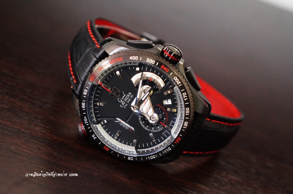 นาฬิกา Tag Heuer Grand Carrera Calibre 36 PVD สายหนังด้ายแดง