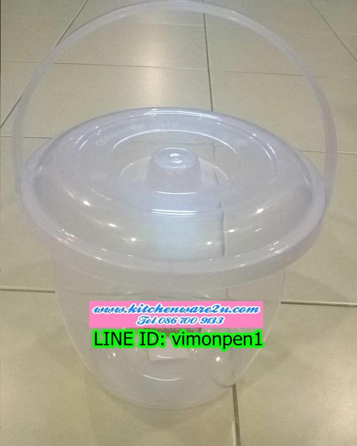 P10009 ถังขาว+ฝา จุ 3 ลิตร (15.6*16.7*12.5 cm) No.554+ฝา เกรดเอ ราคาส่งต่อ 1 โหล: 12 ใบ ขายส่งทุกอย่าง 20 บาท