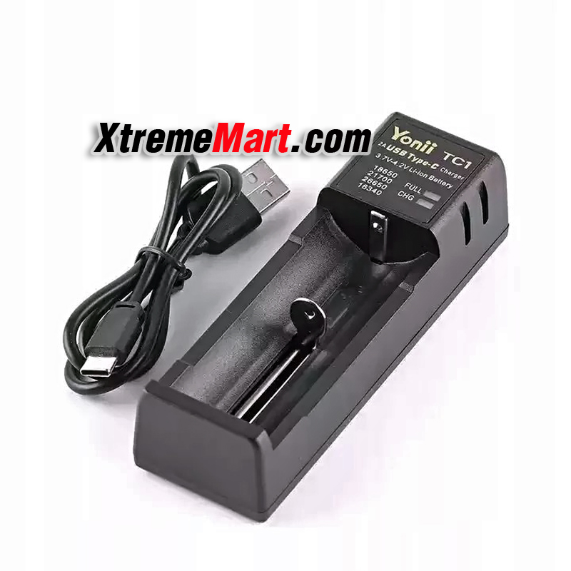 เครื่องชาร์จ Yonii TC1 ชาร์จเร็ว USB-C 2A สำหรับแบต 18650 21700 26650 อื่นๆ