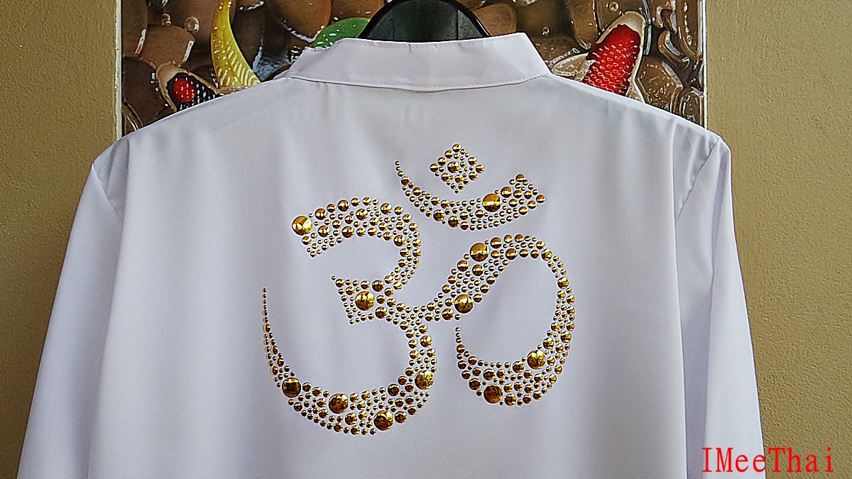 เสื้อ โอม พระพิฆเนศ ลายกระดุม หน้าเงินหลังทอง