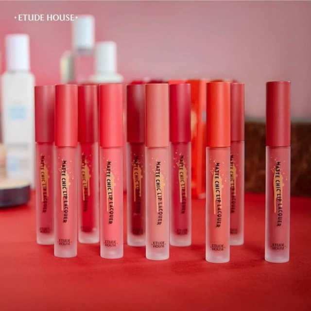 (#PK004) Etude Matte Chic Lip Lacquer 4g ลิปแมทท์เนื้อสีแน่น กันน้ำได้ดีเยี่ยม จูบไม่หลุดของจริงจ้า สำเนา