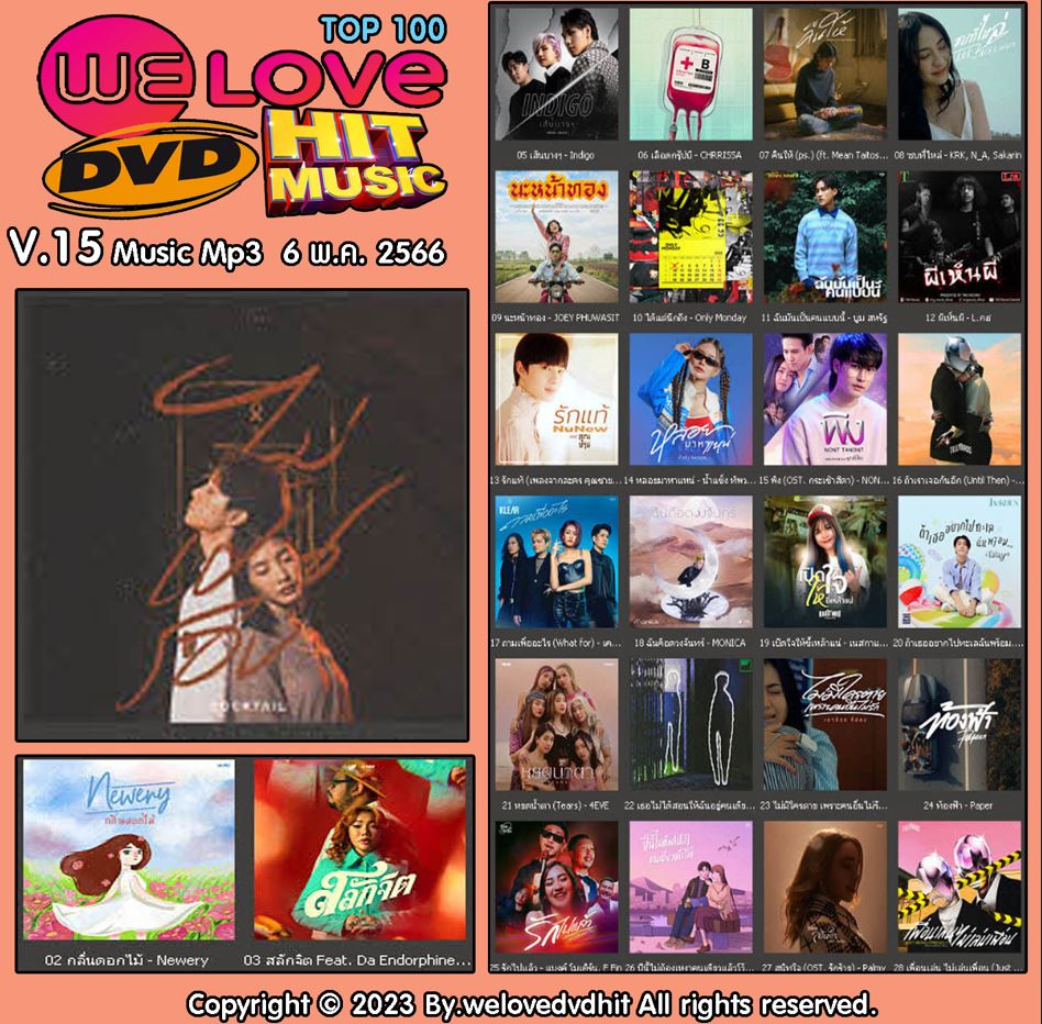 Welovedvdhit music Top 100 V.15 music mp3 6. พ.ค. 2566 ( 1 CD )