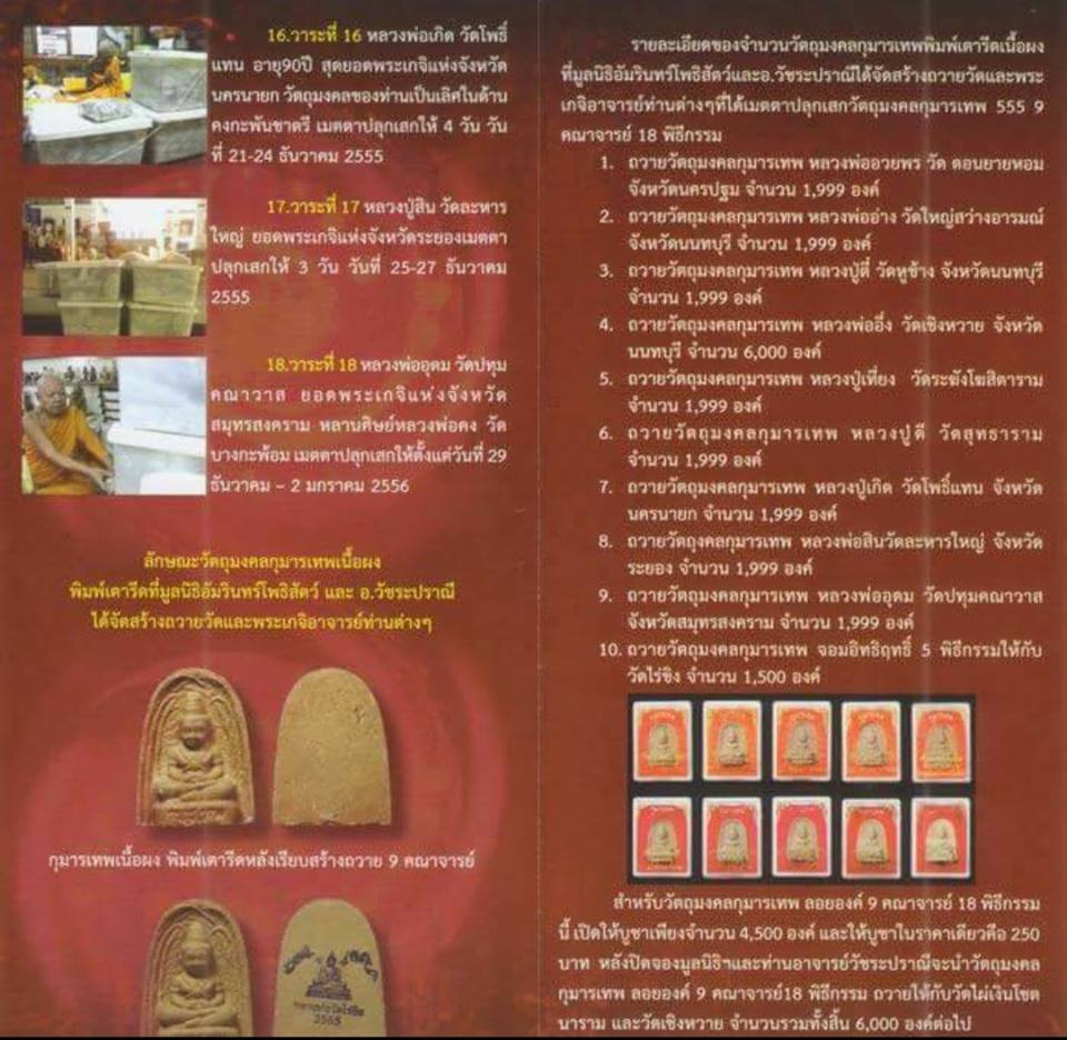 กุมารเทพ เนื้อผง ปี2556 #รับประกันแท้ - หลวงพ่อตี๋ วัดหูช้าง