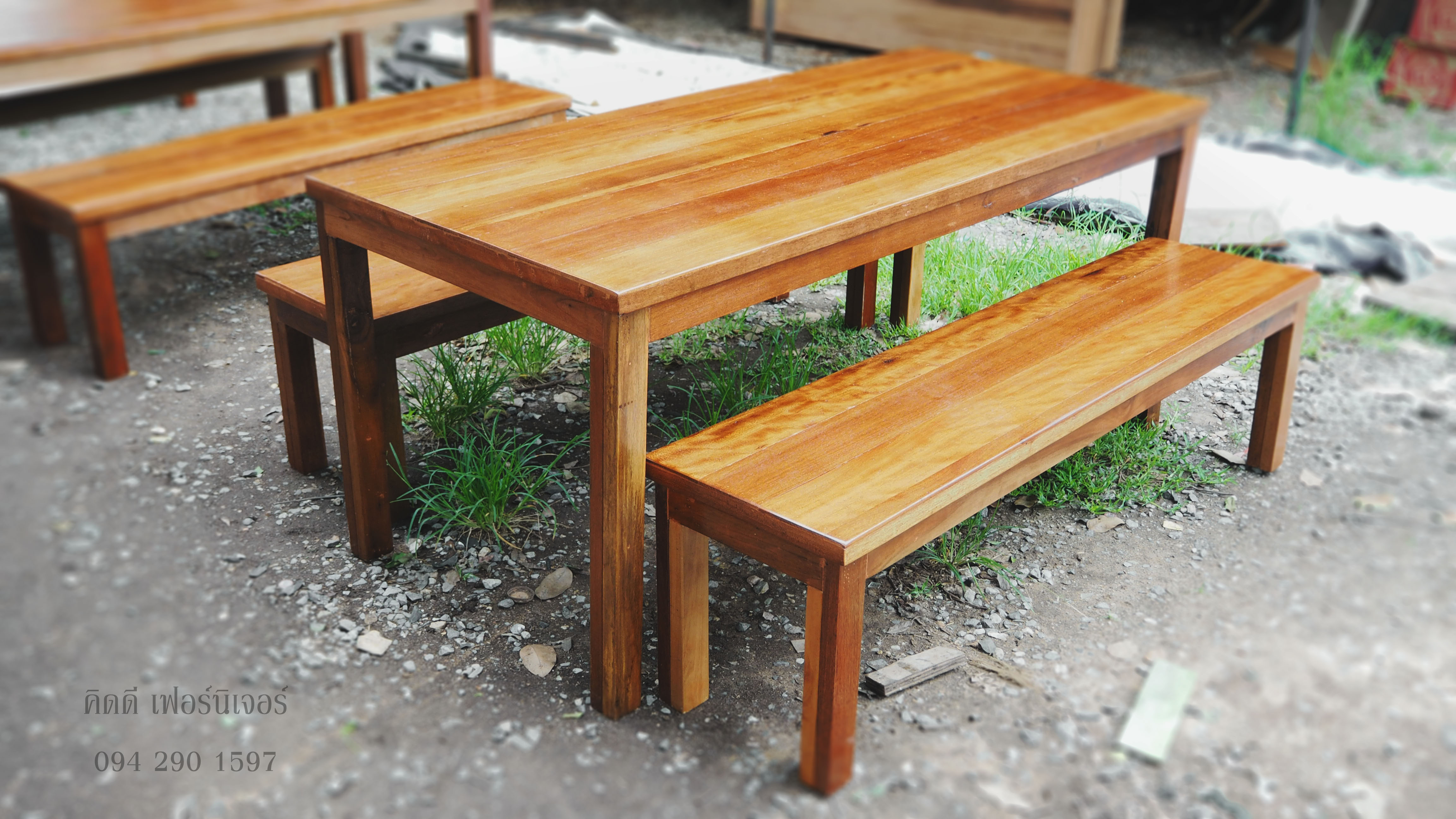 ขุดโต๊ะกินข้าว รุ่น ขอบยื่นไม้บาง
