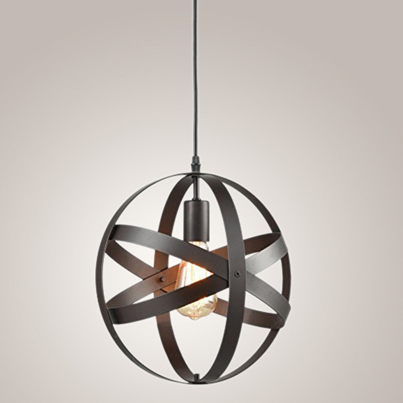 โคมไฟแขวนเพดานเหล็กดัดทรงกลม Spherical สีดำ [RP1022]