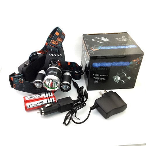 ชุดเซตไฟฉายคาดหัว 3 หลอด Boruit CREE Headlamp Headlight 18650 x 2