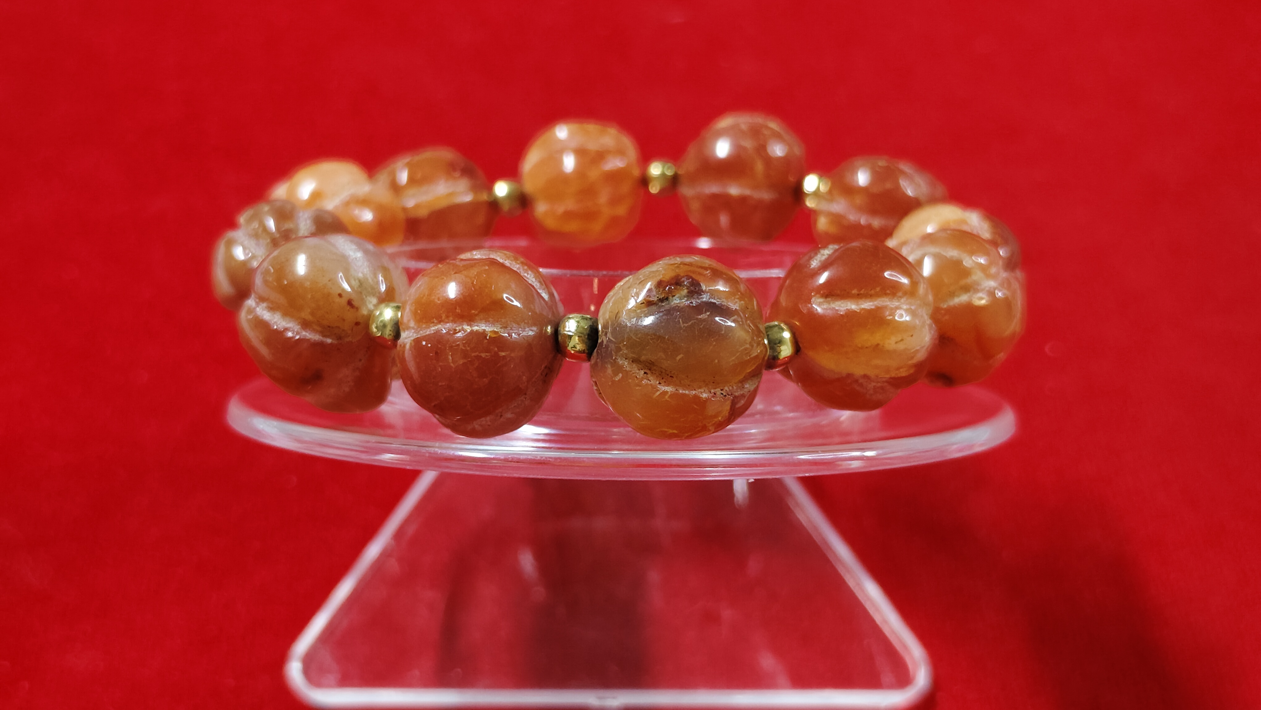 ข้อมือหินคาเนเลี่ยนแกะฟักทองรหัสbh-0035