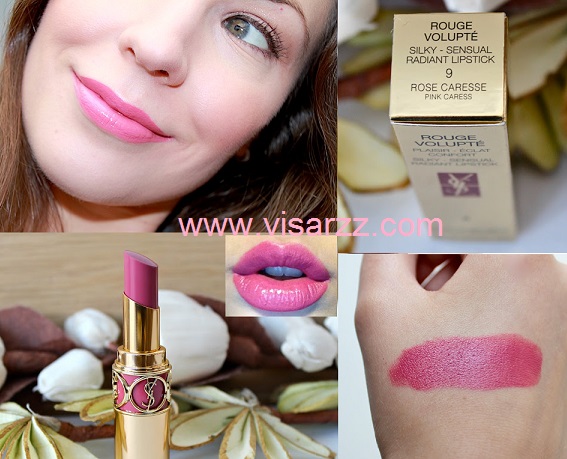 YSL Rouge Volupte Lipstick (Yves Saint Laurent Silky Sensual Radiant Lipstick) #9 Rose Caresse ลิปสติกสีสวย มาในแพคเกจหรูๆ หวานๆ ค่ะ