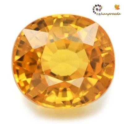 Yellow Sapphire พลอยบุษราคัม แทนซาเนีย รูปไข่กึ่งจอทีวีหนัก 2.22 กะรัต สีเหลืองทองเข้ม สีหวานสวย ความสะอาดมองตาเปล่าไม่มีตำหนิ
