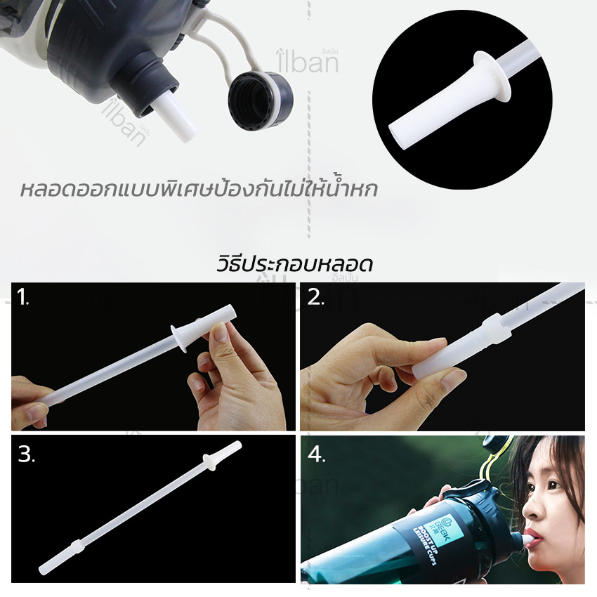 ilban กระบอกน้ำ กระบอกน้ำฟิตเนส กระบอกน้ำดื่ม ขวดน้ำขนาดใหญ่ ขวดน้ำ ขวดน้ำพกพา ขวดกีฬา กระติกน้ำ 1.7ลิตร Fitness Mug 1700ml BE170 สีดำ