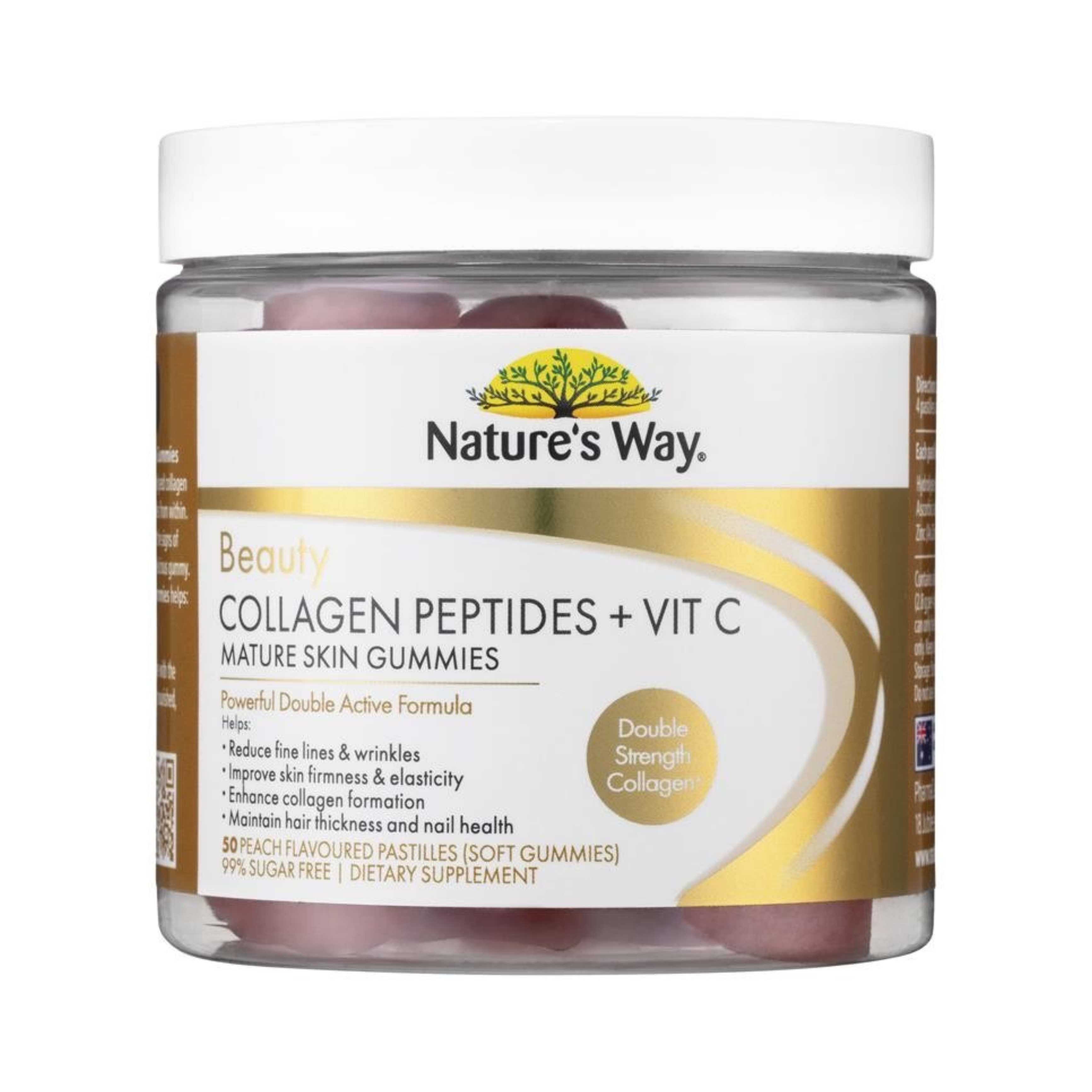 กัมมี่คอลลาเจนบำรุงผิวพรรณสำหรับผู้หญิง Nature's Way Beauty Collagen PEPTIDES + VIT C Mature Skin Gummies