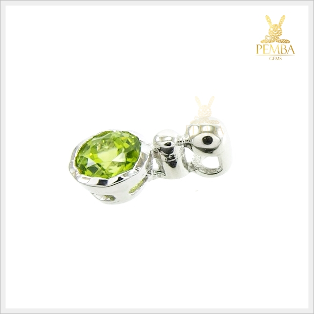 จี้เพริดอตแท้ เงินแท้ ชุบทองคำขาว