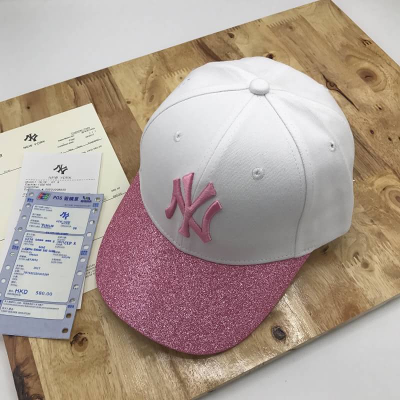 หมวกแก๊ป ny cap สีขาวชมพู