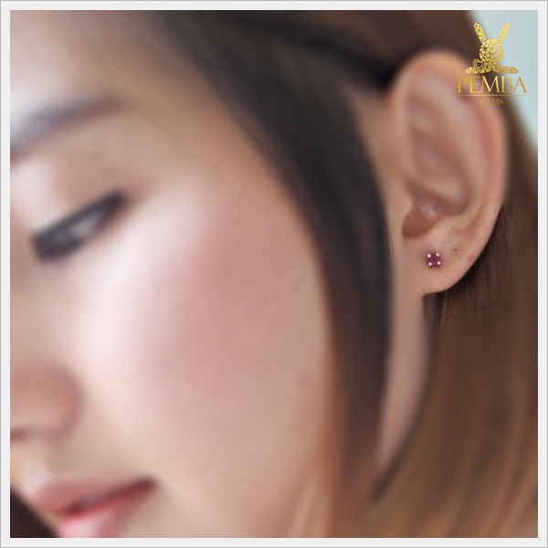 ต่างหูทับทิม เงินแท้ ต่างหูพลอยแท้