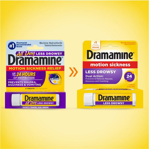 ยาบรรเทาอาการวิงเวียนจากการเดินทาง Dramamine Motion Sickness Relief - All Day Less Drowsy