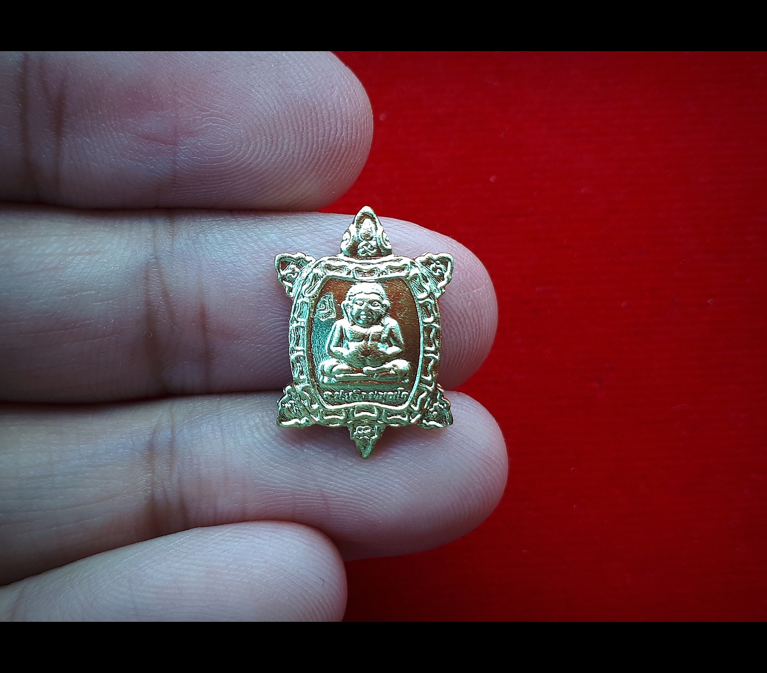 เหรียญ พญาเต่าเรือน (ขนาดจิ๋ว เม็ดแตง) หลวงปู่หลิว พิมพ์พระสังกัจจาย เนื้อฝาบาตร ปี2559