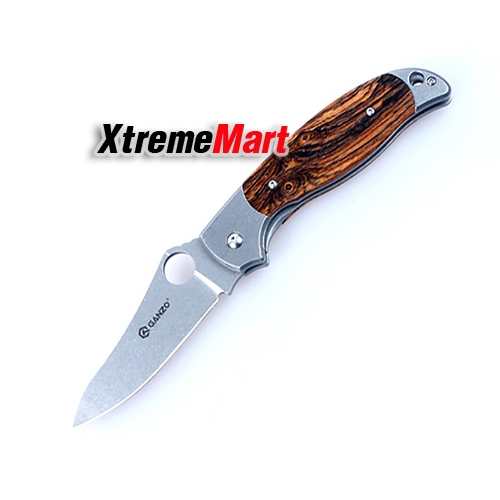 มีดพับ Ganzo G7372-WD1 Stainless Steel Folding Knife, Stonewash Blade (ด้ามไม้)
