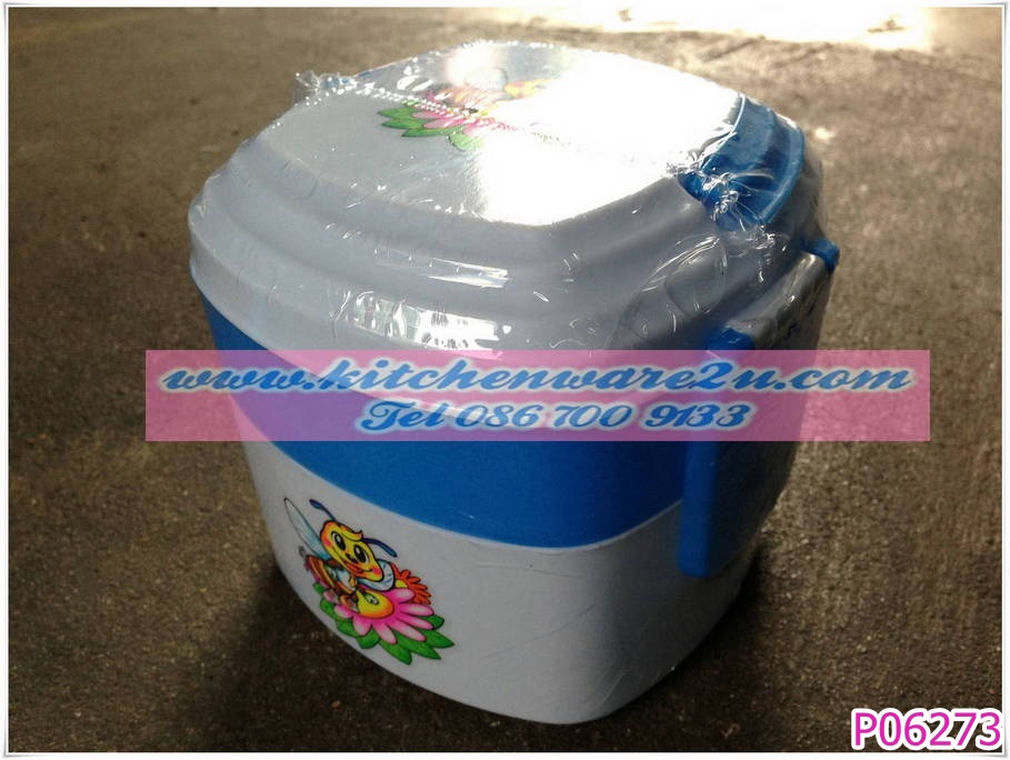 P06273 ปิ่นโตเหลี่ยม 2 ชั้น (13*15*13 cm) ใช้กับไมโครเวฟได้ ดีไซน์ใหม่ (ราคาส่งต่อ 1 โหล : 12 ชุด )