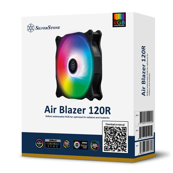 พัดลม SilverStone Air Blazer 120R ARGB BK 12CM รับประกันศูนย์ไทย1ปี #พัดลมติดเคส สีดำ ARGB FAN CASE 120mm (Black)