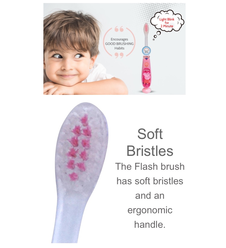 แปรงสีฟันพร้อมแสงไฟบอกเวลา Brush Buddies Peppa Pig Light-Up Toothbrush with Timer (Soft)