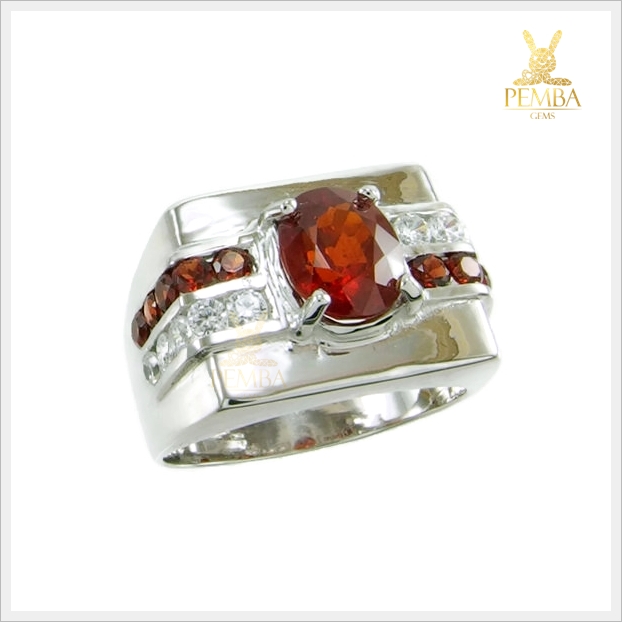 แหวนสเปสซาร์ไทต์การ์เนต โกเมนสีส้มสวยใส ดีไซส์เรียบๆ ดูดีมีสไตล์