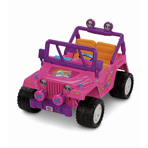 รถจี๊ปบาร์บี้พลังแรงสูงแบบ 2 ที่นั่งสำหรับลูกสาว Fisher-Price รุ่น Power Wheels Barbie Jammin' Jeep Wrangler 12-Volt Battery Powered Ride-On (Purple)