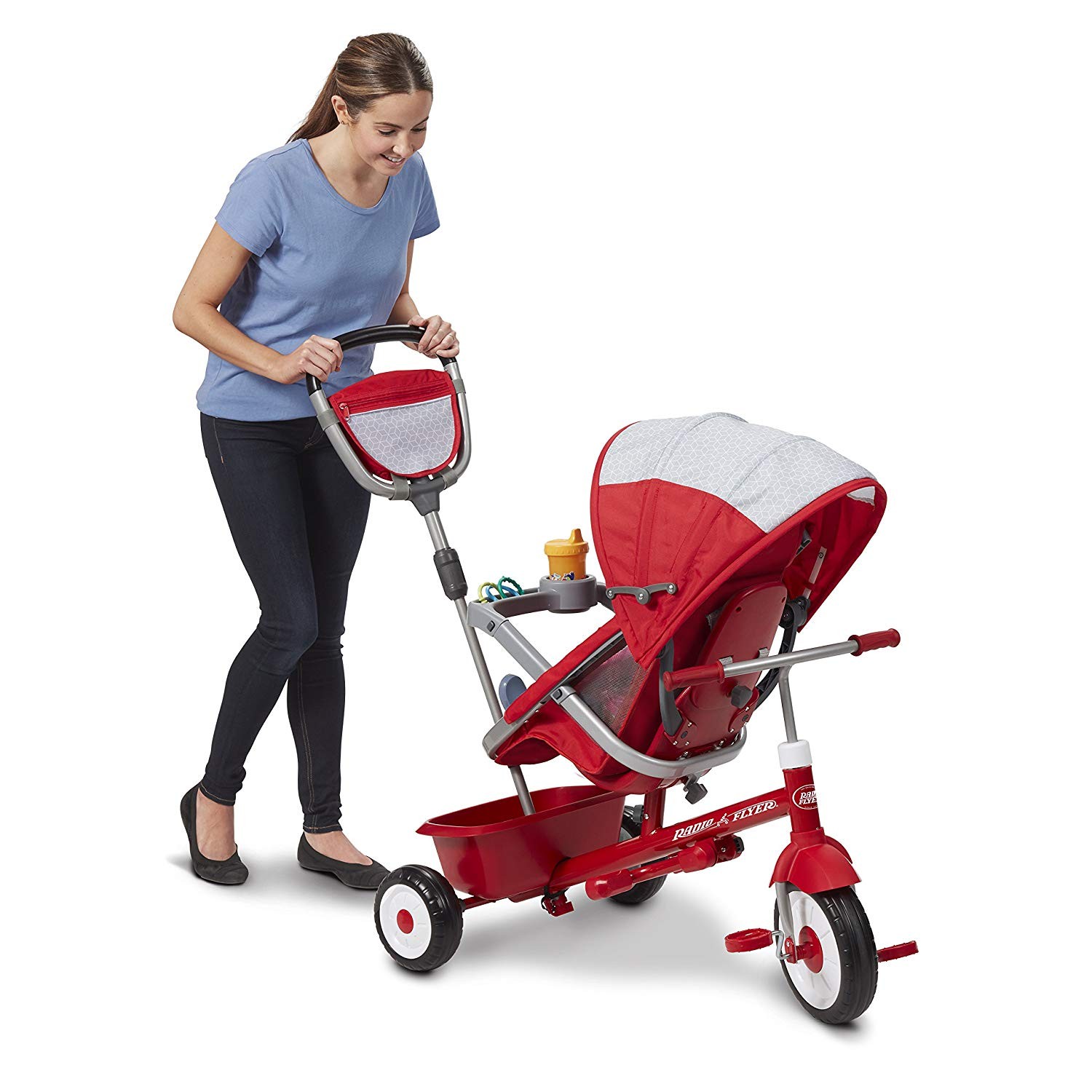 รถเข็นเด็กและรถจักรยานสามล้อเอนกประสงค์ Radio Flyer 5-in-1 Stroll 'n Trike